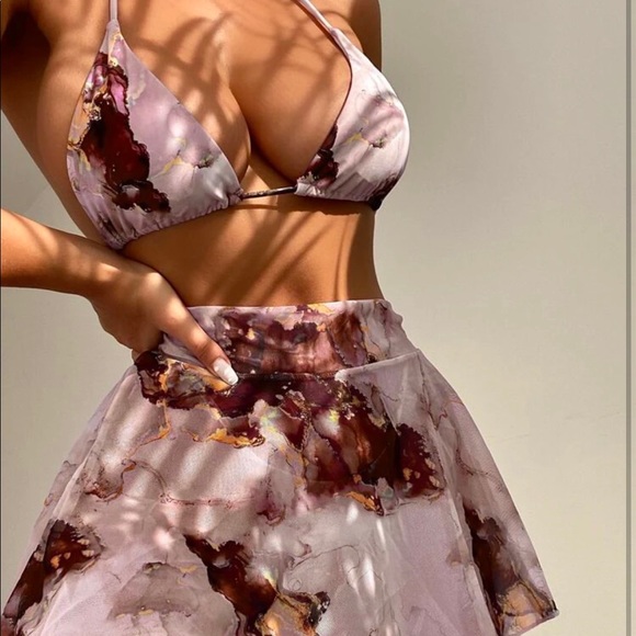 Pink Marble Bikini & Matching Cover Up - Picture 1 of 4